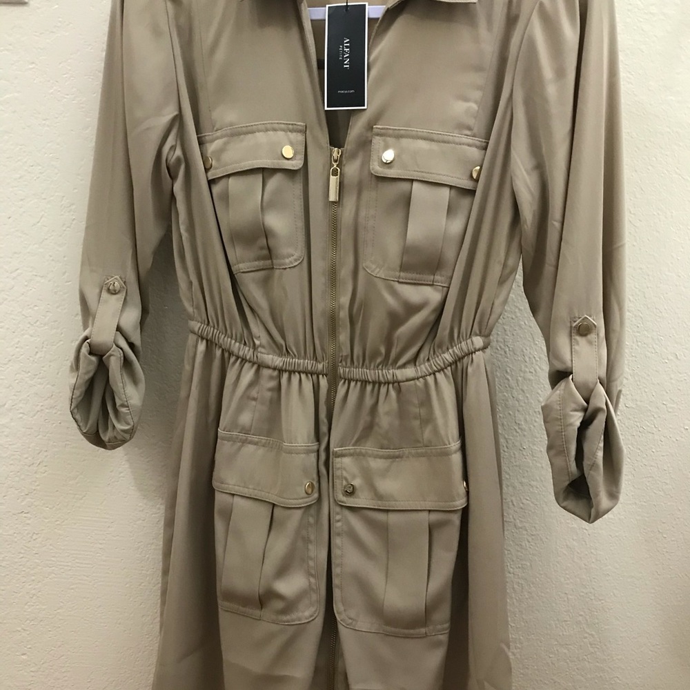 NEW Alfani Petite Silky Safari Dress 2P